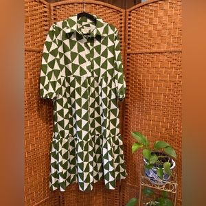 Anthro Maeve NWOT green and ivory Bettina midi/maxi dress